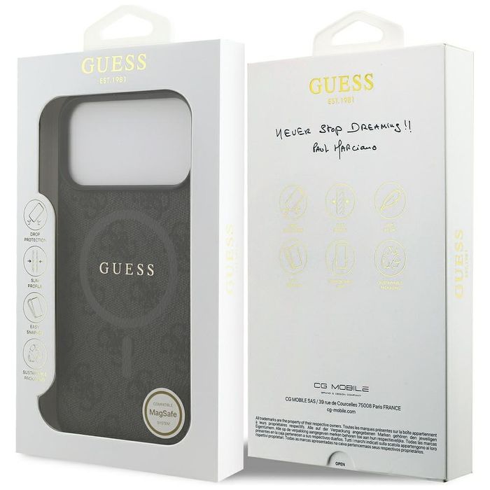 Guess 4g ring classic logo magsafe case for iphone 17 pro max black