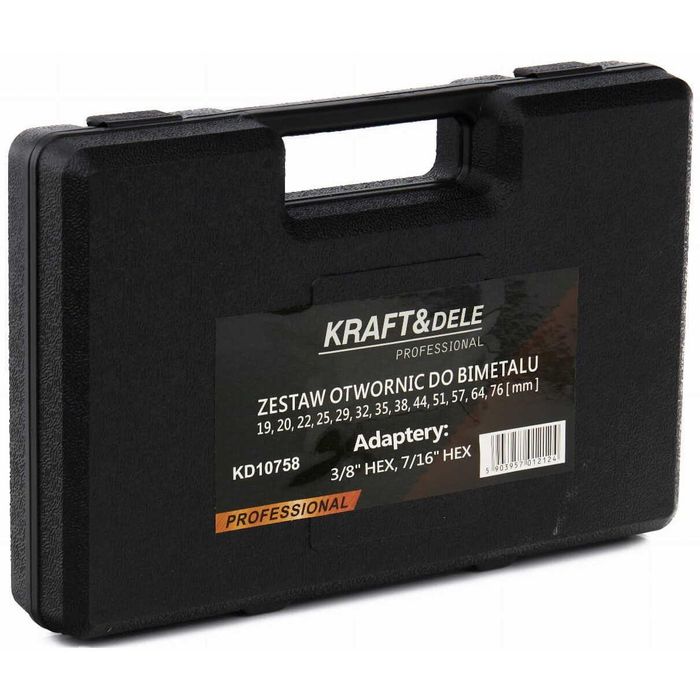 Set carote pentru lemn si metal cu adaptor, 19-76 mm, 17 piese, Kraft
