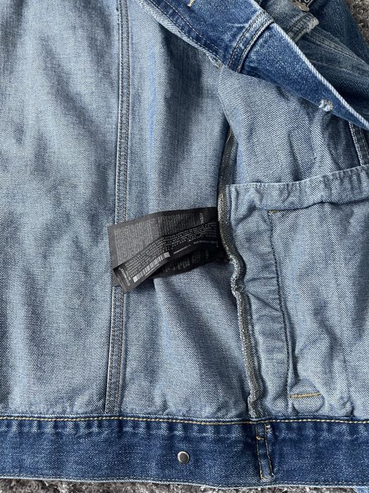 Geaca blugi Zara cu stikere albastra marimea M L 40 42