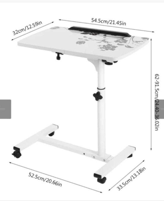 Маса масичка подвижна с колела колелца за лаптоп регулируема