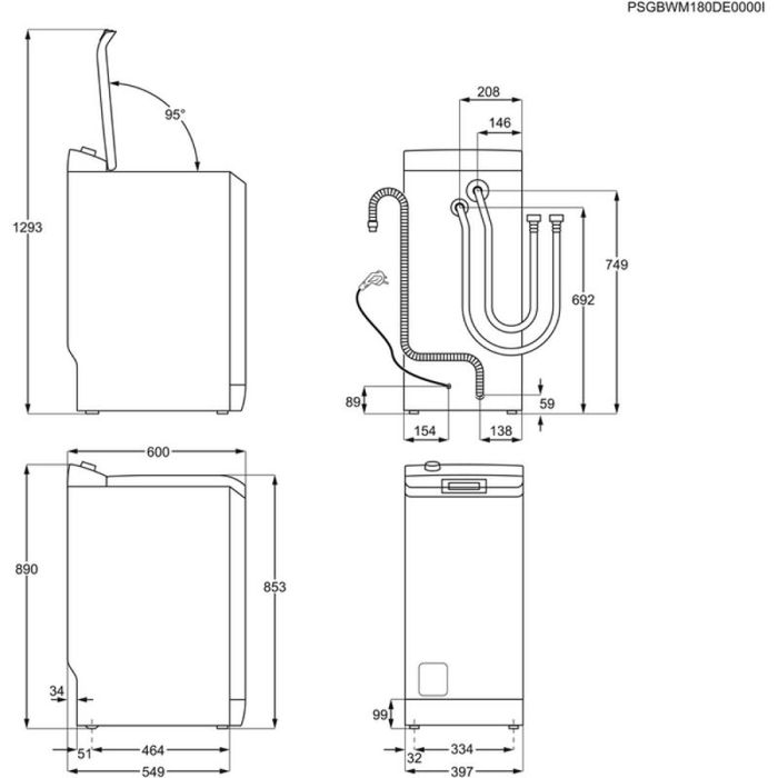Пералня с горно зареждане AEG LTX7C373E  7кг A+++