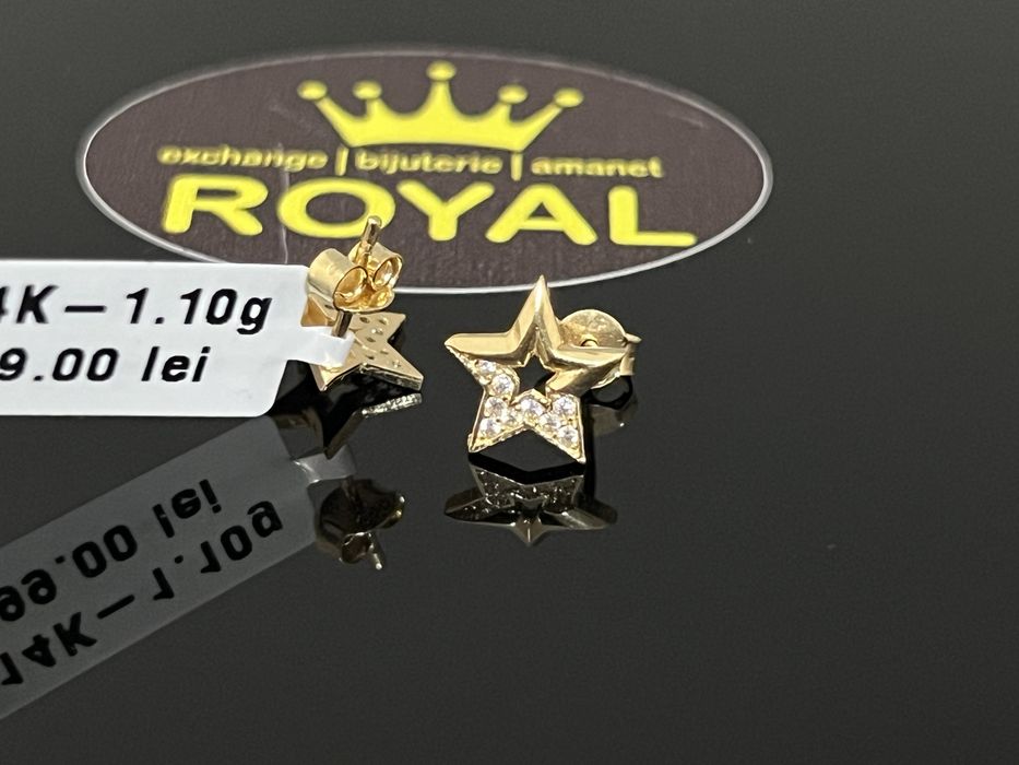 Bijuteria Royal CB : Cercei stea aur 14K 585. 1,10 gr