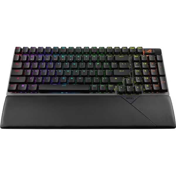 Tastatura Gaming Wireless mecanica ASUS ROG Strix Scope II 96 Wireless, Bluetooth, Layout US, Rog Snow, negru Noua Sigilata Garantie