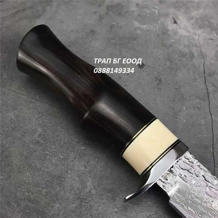 Ловен нож DMK-26  Дамаскова стомана, VG10 и Абанос ест. Кожа Loven noj