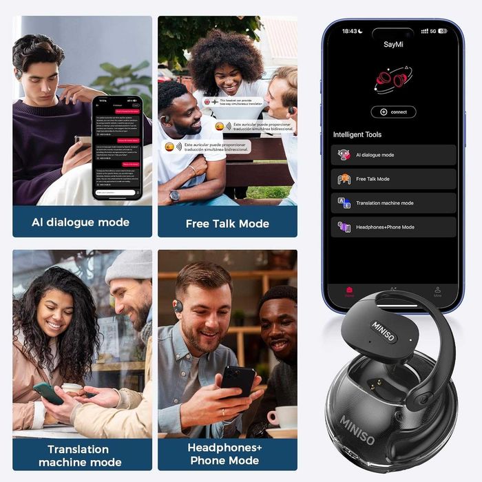 MINISO X15 PRO Безжични слушалки с отворени уши, Bluetooth 5.4, OWS AI