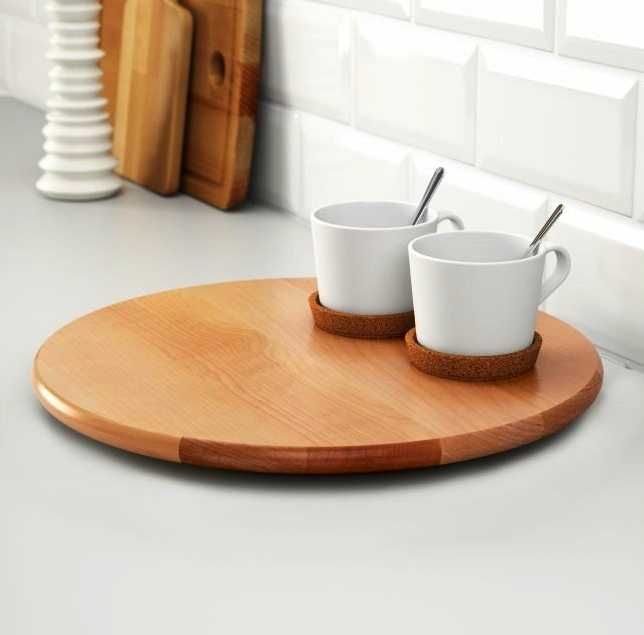 Въртящ се дървен поднос 39см сервиране за сирена мезета плато до 12кг