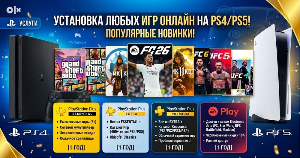 Установка Закачка игр игры для Sony PlayStation PS4/PS5 ПС4/ПС5