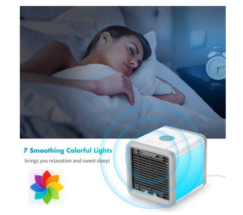 Мини преносим климатик, охлаждане на въздуха с LED светлина и USB