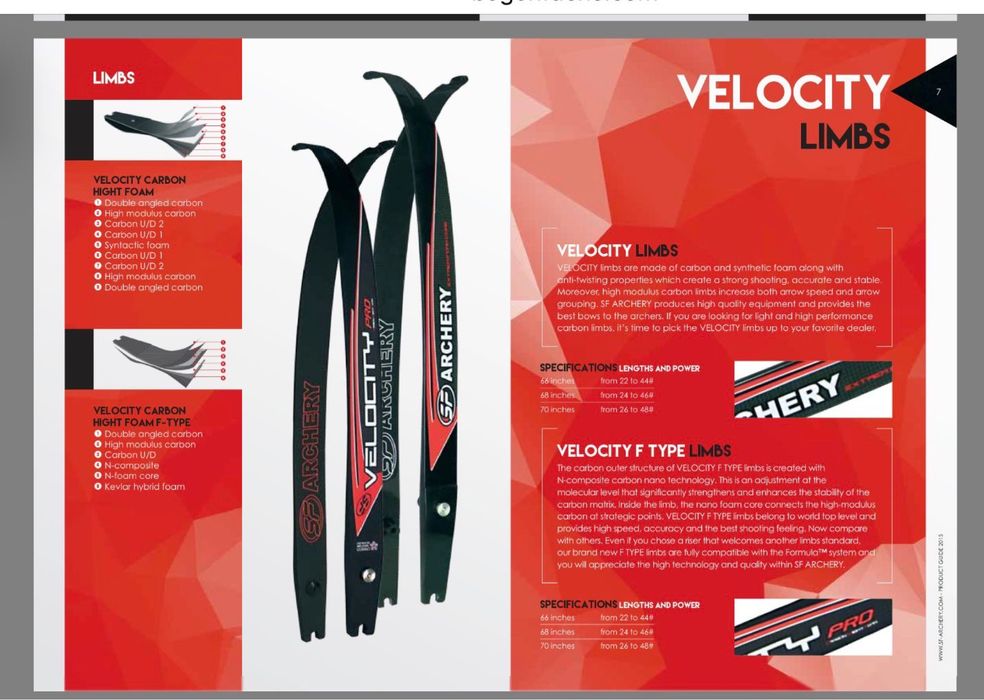 lame arc recurve olimpic SF Archery Velocity Pro - stare f buna