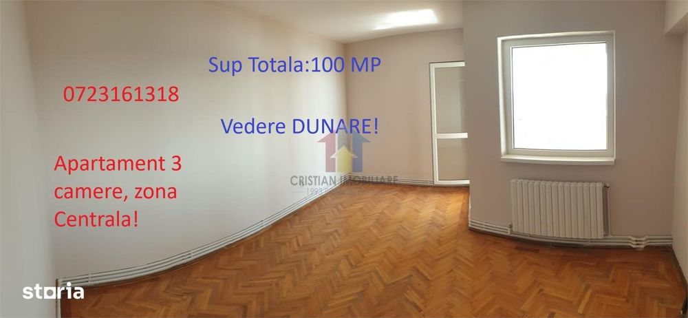 VEZI VIDEO! 100 mp! Vedere DUNARE! Ap 3 Camere SPATIOS!