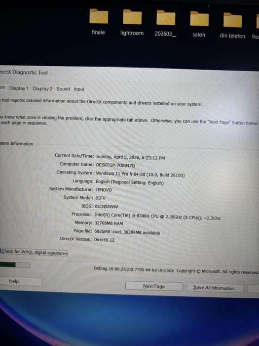 Laptop Lenovo Legion Y5 32 GB RAM