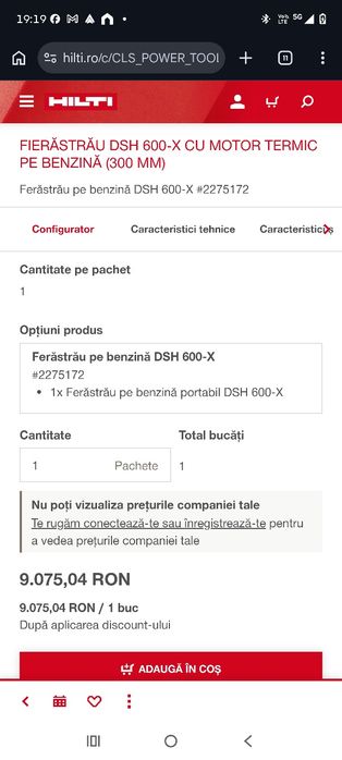 Fierăstrău DSH 600-X cu motor termic pe benzină
