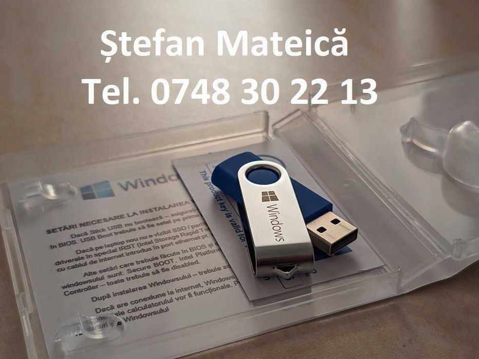Stick USB nou nouț cu Windows 10, 11 Pro sau Office. Licență retail.