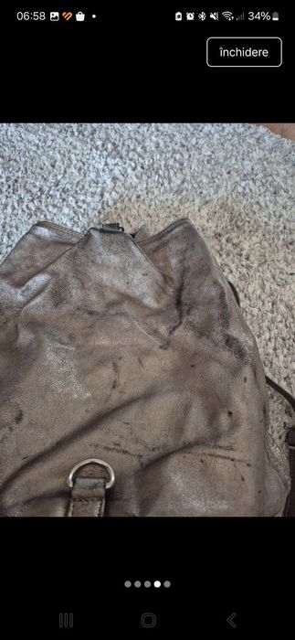Rucsac piele argintiu