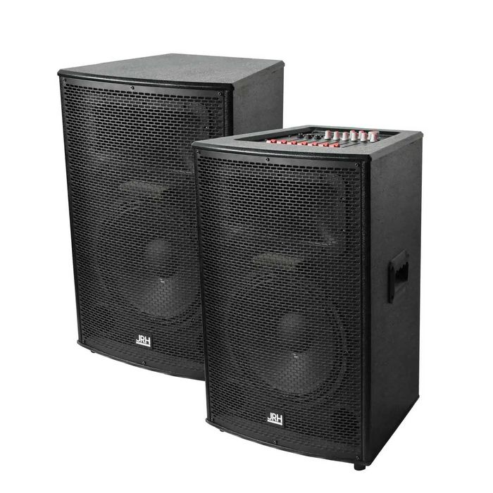 Set Boxe Active Profesionale ,JRH 2012DS , 600 W, Microfoane Wireless, Conectivitate Bluetooth 2 microphone fara fir si telecomanda