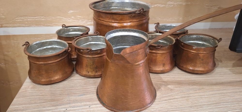Комплект медни бакърчета,медно джезве