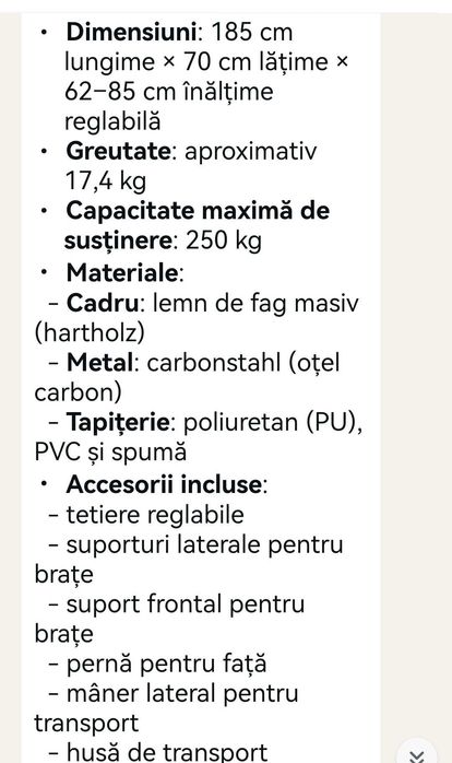 PREȚUL VALABIL 2 ZILE!! Vând  masă nouă pentru masaj