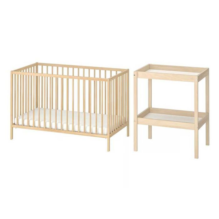 IKEA Sniglar Кроватка для новорожденного и пеленальный столик комплект