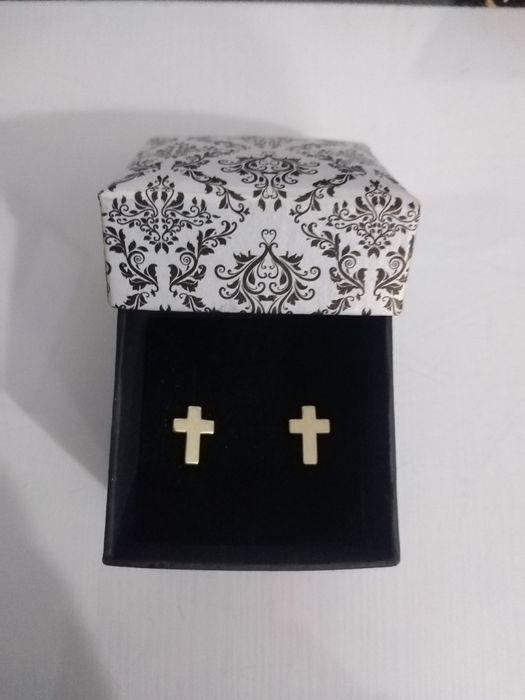 Cercei șurub tip cruciulița 14k