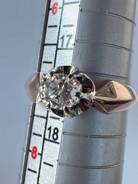 Руски Съветски златен пръстен с Диамант