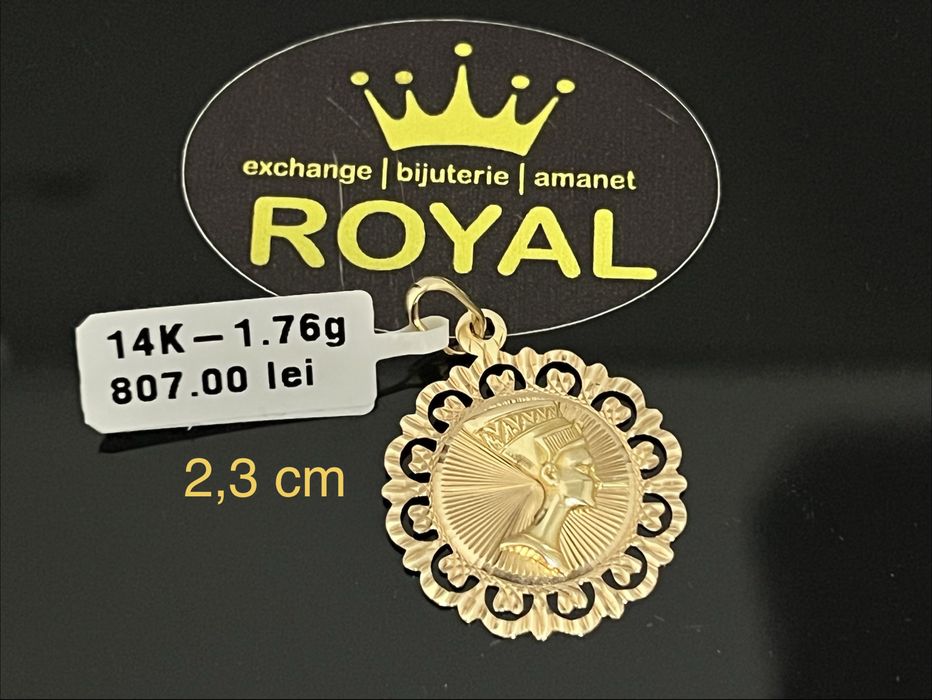 Bijuteria Royal CB : Pandantiv Nefertiti aur 14k 585  1,76 gr