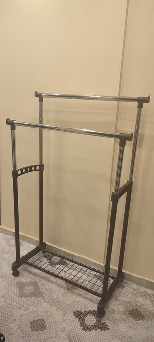 Стойка за дрехи GUDME двойна черно/хром