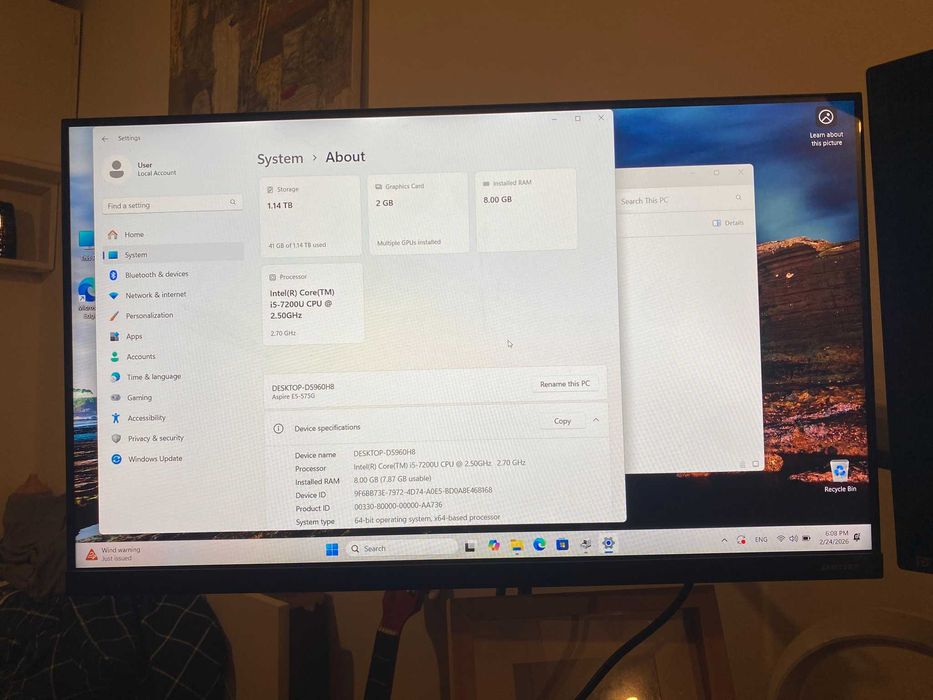 Laptop Acer Aspire E5-575G i5 / 8GB / SSD + HDD – ecran defect