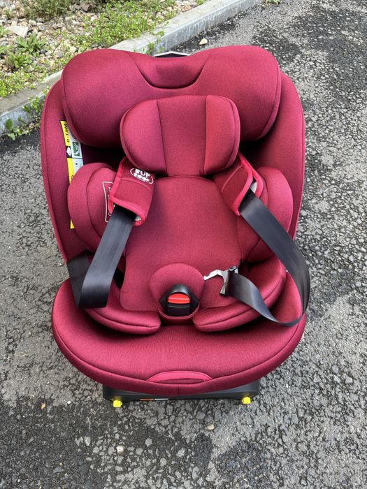 Scaun Auto B-Joy DELUXE BUF BOOF iSIZE Red cu Isofix pozitie somn 155 grade rotativ 360 grade 40-150 cm