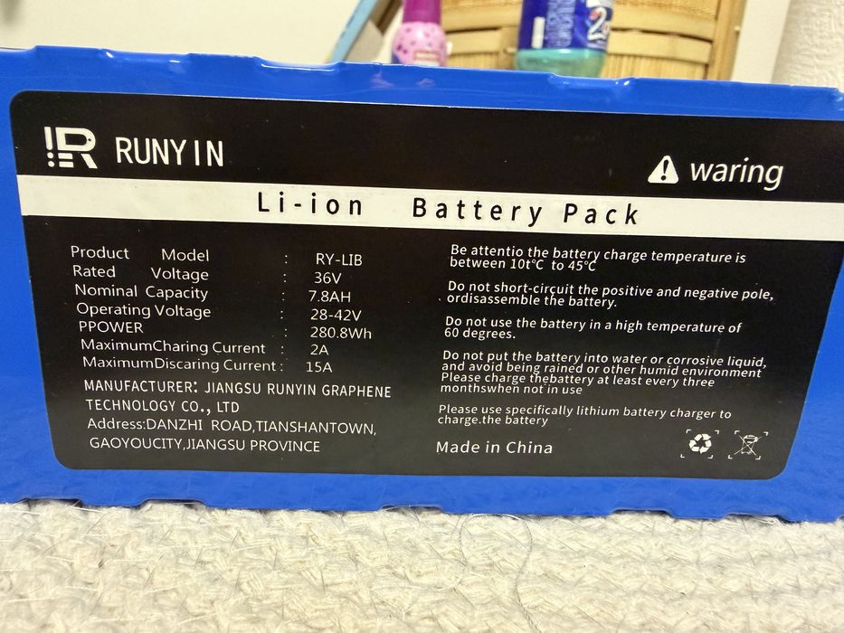 Baterie li-ion 36v 7,8AH