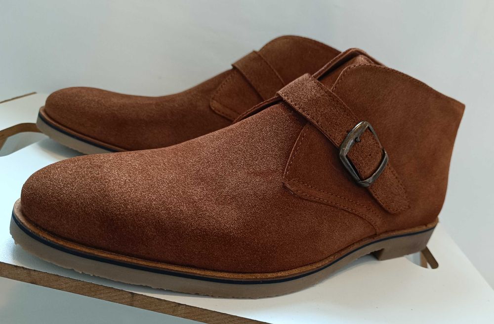 Ghete ankle monk 44 premium R. Island NOI piele naturala moale