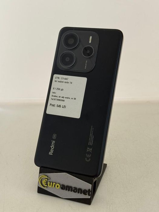 Telefon mobil Xiaomi Redmi Note 14, 8GB RAM, 256GB, Midnight -A-