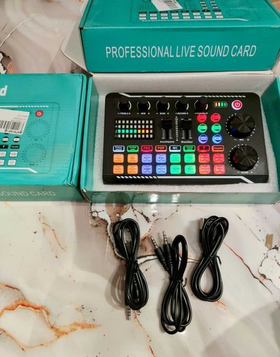 Placa de sunet externa cu efecte de sunet și Bluetooth Receiver/ ideala TikTok Podcast Live sau Karaoke
