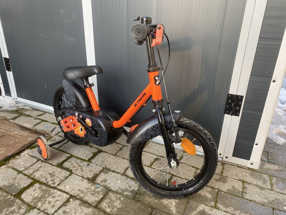 Bicicletă copii B’Twin 14” cu roți ajutătoare – stare bună