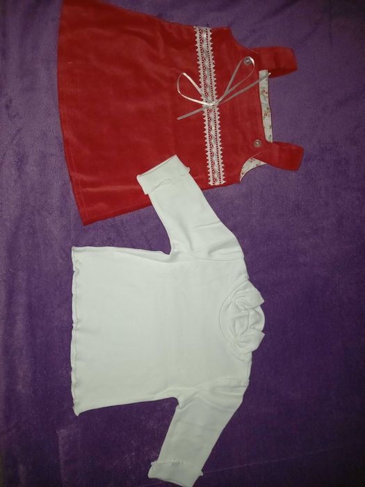 Set rochița si bluzița fetițe 6-12 luni