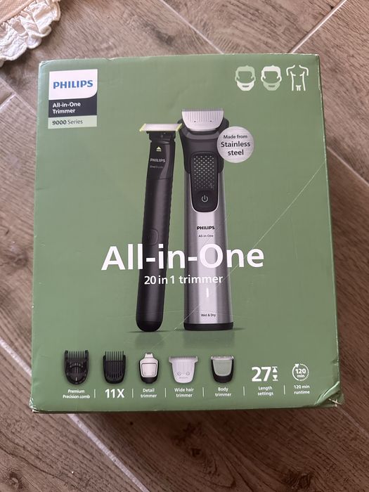 Aparat de tuns barba & parul de pe cap si corp 20in1 PHILIPS All-in-One MG9557/15 +OneBlade