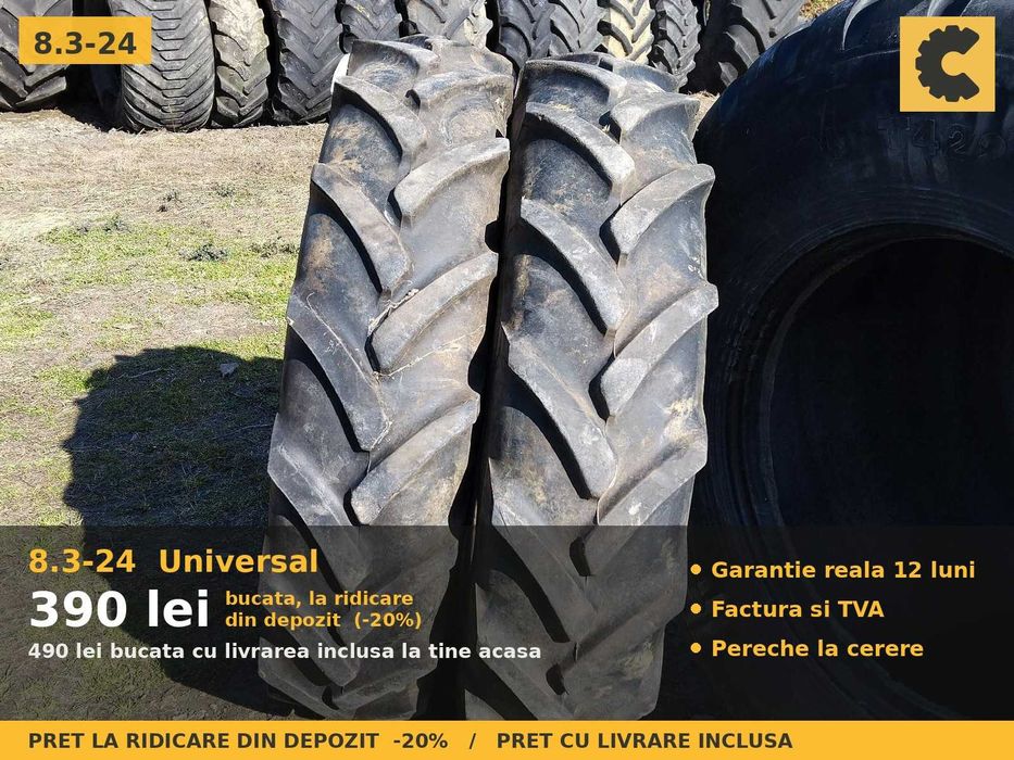 ANVELOPE 8.3-24 8.3R24 210/95R24 Universal Cauciucuri Tractor Punte Fata 4x4 U445 DT Zetor Fiat MTZ Livada Vie SH GARANTIE Factura TVA Livrare