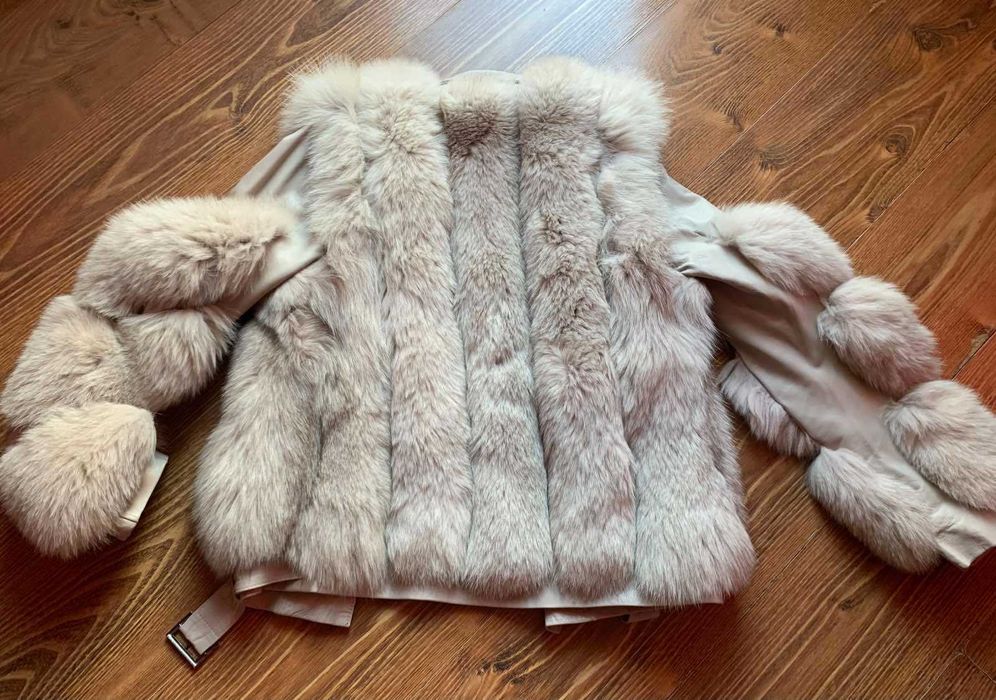 Палто от лисица и естествена кожа