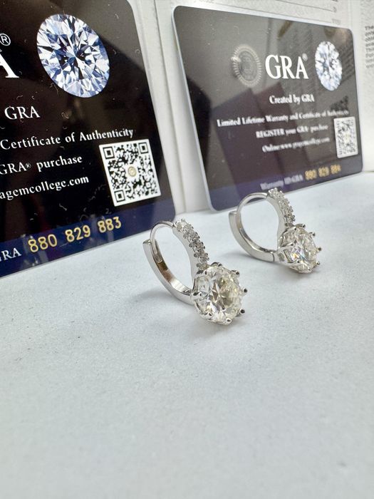 Сребърни обеци с мойсанит (Диамант) 2 карата