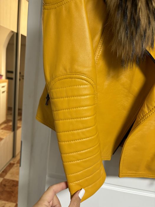 Geaca piele naturala si guler vulpe