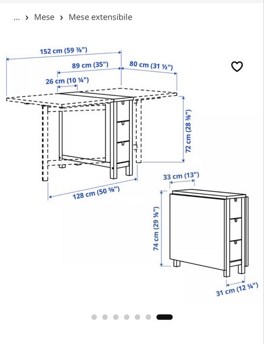 Vând masă extensibilă IKEA alba