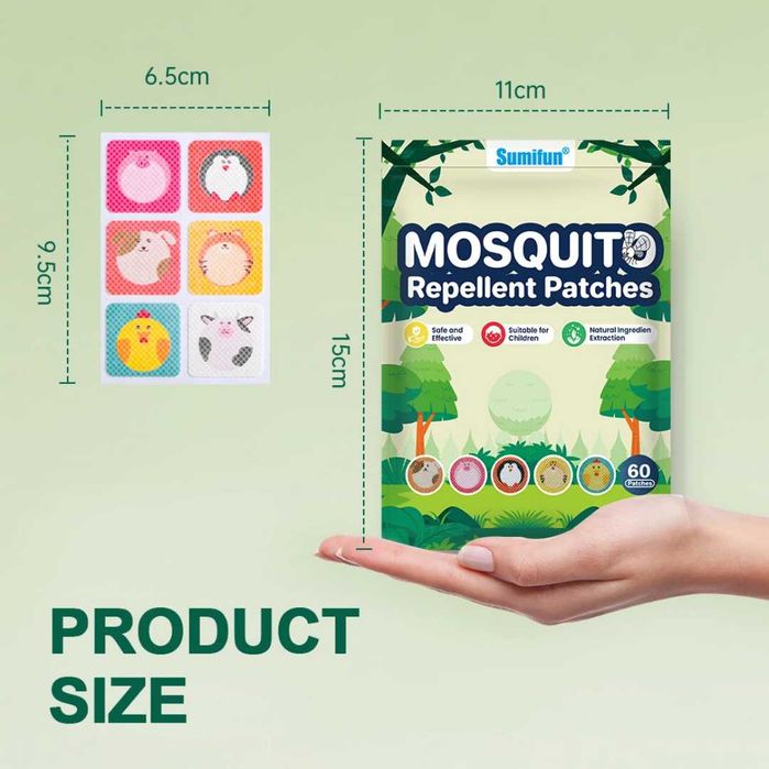 Репелентни лепенки против комари за деца 60 броя пачове Mosquito Patch Stickers for Kids - Plant Based
