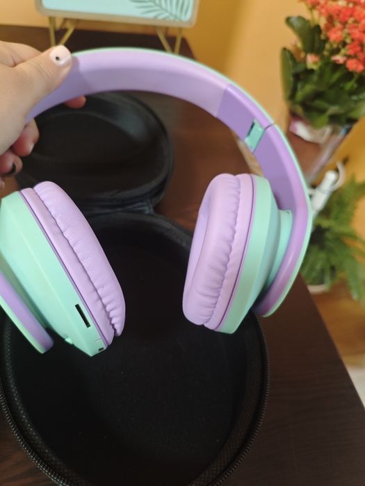 Слушалки PowerLocus P2 (детски, безжични, синьо-лилави)