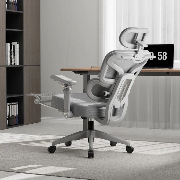 Scaun birou ergonomic DeluxStar T9 Premium Gri cu Footrest