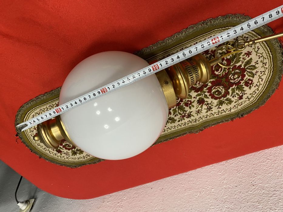 Италиански полилей с месингова основа и млечно стъкло