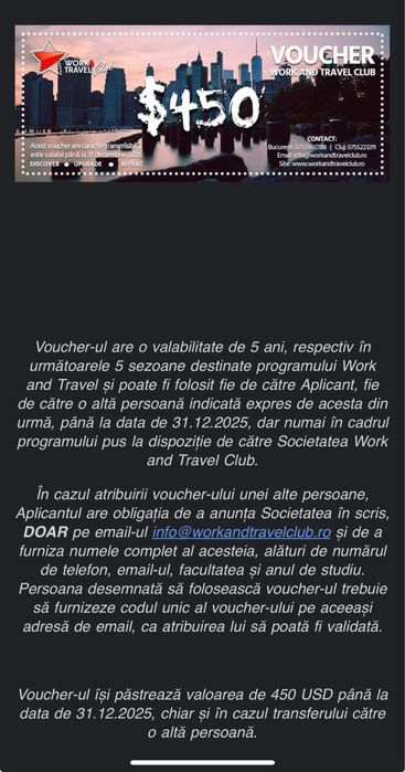 Voucher Work and Travel