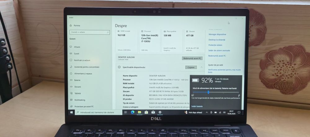 Laptop Dell 7430 Touchscreen---i7 1265U gen 12---16GB DDR4---512GB SSD
