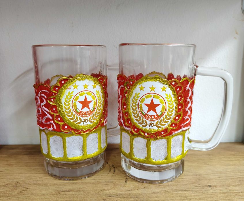 Ръчно декорирани бирени халби ЦСКА – уникален подарък