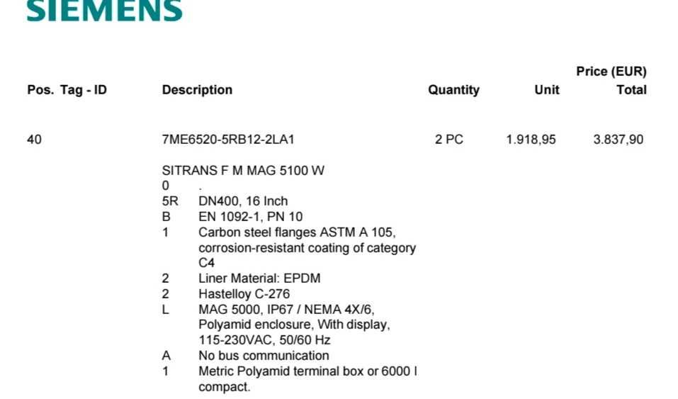 SITRANS F M MAG 5100 W. ( DN400  - DN 500).