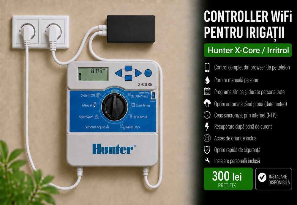 Controller WiFi smart pentru irigații Hunter X-Core