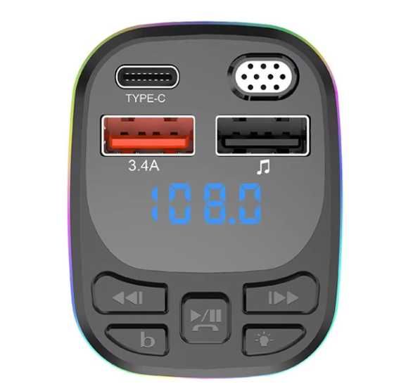 Modulator FM cu incarcare fast charge tip C si USB